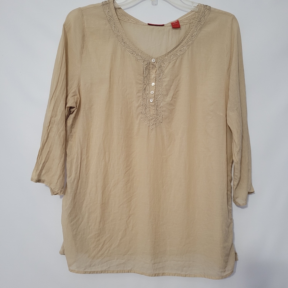 Valerie Stevens Embroidered Silk Blouse Large